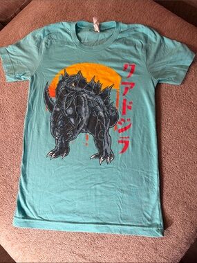 Women's Teal Graphic Short Sleeve Tee - Monster Print
